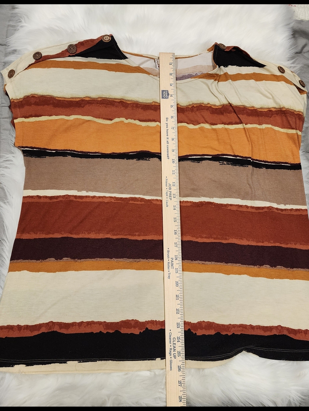 Striped Button Shoulder Scoop Neck Top in Autumn Hues